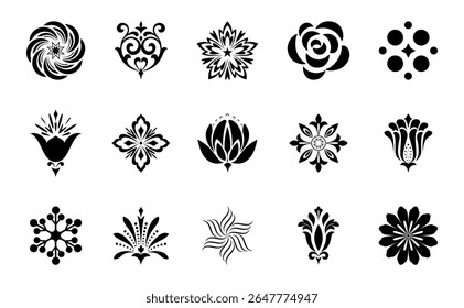 Flower icons set. Isolated elements for design. Vector graphics.