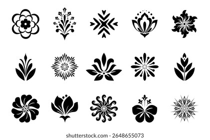 Flower icons set. Isolated elements for design. Vector graphics.