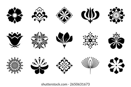 Flower icons set. Isolated elements for design. Vector graphics.