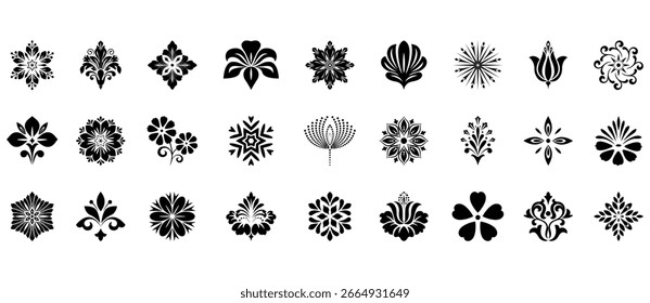 Conjunto de iconos de flores. Elementos aislados para el diseño. Gráficos de Vector.