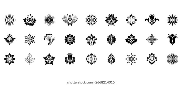 Flower icons set. Isolated elements for design. Vector graphics.