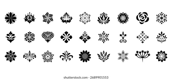 Flower icons set. Isolated elements for design. Vector graphics.