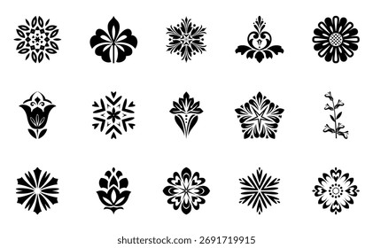 Flower icons set. Isolated elements for design. Vector graphics.