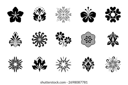 Conjunto de iconos de flores. Elementos aislados para el diseño. Gráficos de Vector.