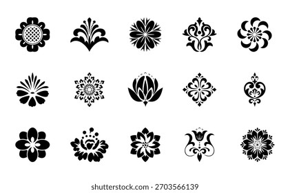 Flower icons set. Isolated elements for design. Vector graphics.