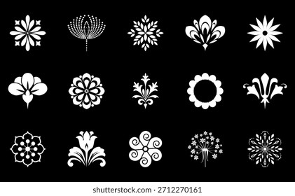 Conjunto de iconos de flores. Elementos aislados para el diseño. Gráficos de Vector.