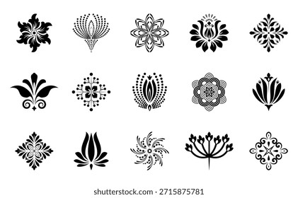 Conjunto de iconos de flores. Elementos aislados para el diseño. Gráficos de Vector. Colección de flores