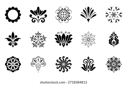Conjunto de iconos de flores. Elementos aislados para el diseño. Gráficos de Vector. Colección de flores