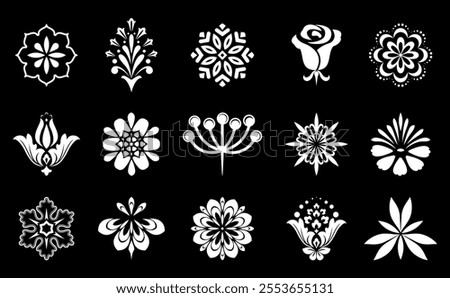 Flower icons set. Isolated elements for design. Vector graphics.