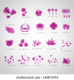 Flower Icons Set - Isolated On Gray Background - Vector illustration, Graphic Design Editable For Your Design. Flower Logo 