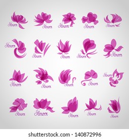 Flower Icons Set - Isolated On Gray Background - Vector illustration, Graphic Design Editable For Your Design. Flower Logo 