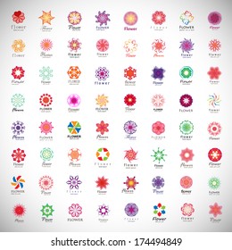 Flower Icons Set - Isolated On Gray Background - Vector Illustration, Graphic Design Editable For Your Design. 