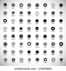 Flower Icons Set - Isolated On Gray Background - Vector Illustration, Graphic Design Editable For Your Design. 