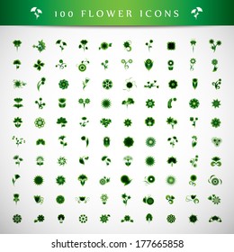 Flower Icons Set - Isolated On Gray Background - Vector Illustration, Graphic Design Editable For Your Design.