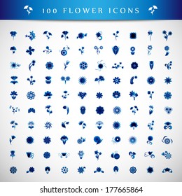 Flower Icons Set - Isolated On Gray Background - Vector Illustration, Graphic Design Editable For Your Design.