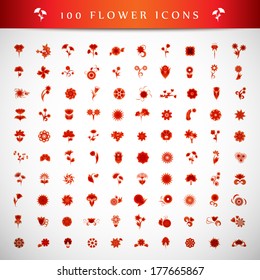 Flower Icons Set - Isolated On Gray Background - Vector Illustration, Graphic Design Editable For Your Design.