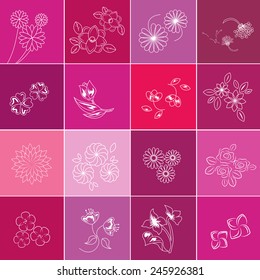 Flower Icons Set - Isolated On Background - Vector Illustration, Graphic Design, Editable For Your Design