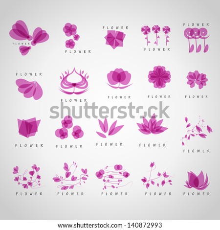 Flower Icons Set - Isolated On Gray Background - Vector illustration, Graphic Design Editable For Your Design. Flower Logo 