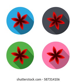 Flower icons set with long shadow