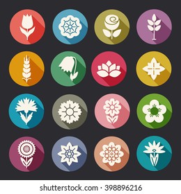 Flower icons set. Modern Thin Contour Line.
