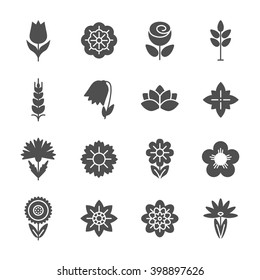 Flower icons set. Modern Thin Contour Line.
