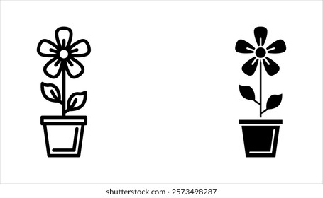 flower icons set, on a white background.