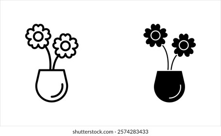 flower icons set, on a white background.