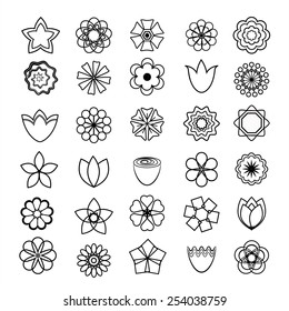 Flower icons set. Outlines.