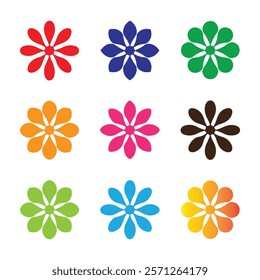 Flower icons set Flower silhouette Vector Illustration