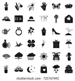 Flower icons set. Simple style of 36 flower vector icons for web isolated on white background