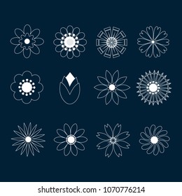 Flower icons set for stickers, labels, tags, gift wrapping paper