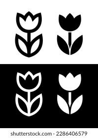 Flower icons set. Stylized tulip. Symbol of spring, beauty and holiday.