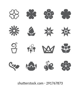 Flower icons set, Vector