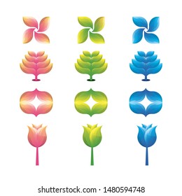 Flower Icons Set. Vector illustration, Graphic Design Editable For Your Design. Flower Logo