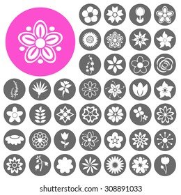 Flower icons set. Vector Illustration eps10