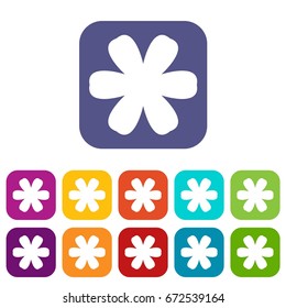 Flower icons set vector illustration in flat style In colors red, blue, green and other
