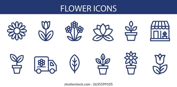 Conjunto de iconos de flores - Símbolos de Vector.