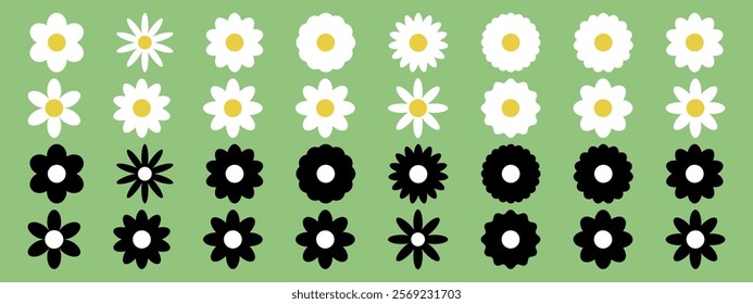 Flower  icons set.Flower icon collection.Flat  style.Vector illustration.

