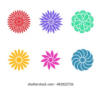 Flower icons in stencil style, vector