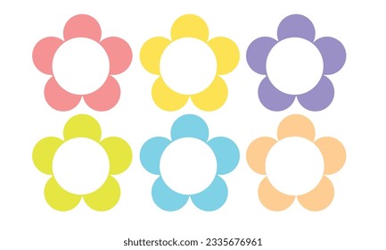 Flower icons, various forms, multi-colored, cute, bright