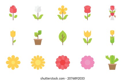 flower icons vector illustrator, floral, rose, cactus