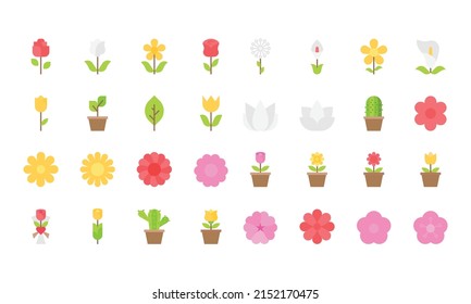 flower icons vector illustrator, floral, rose, cactus