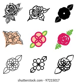 flower icons vector set