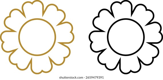 Conjunto de Vector de iconos de flores, Colección y grupo, siluetas florales decorativas, pétalos, flor, estilo botánico de línea mínima, monocromo y colorido Paquete gráfico para Naturaleza, jardín y diseño de primavera