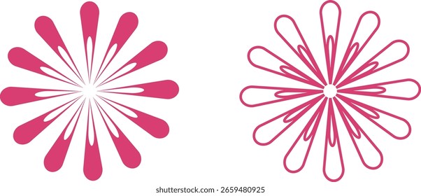 Flower Icons Vector Set, Collection and Group, Decorative Floral Silhouettes Petals Blossom Botanical Minimal Flat Line Style Monochrome and Colorful Graphic Bundle for Nature Garden and Spring Design