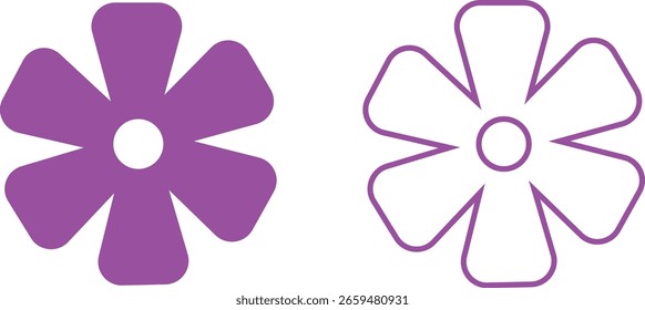 Ícones de flor Conjunto de vetor, Coleção e grupo, decorativo Floral Silhuetas Pétalas Blossom Botânico Mínimo Estilo de Linha Plana Monocromático e Colorido Pacote Gráfico para Jardim Natureza e Design de primavera