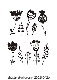 Flower icons. Vector silhouettes.