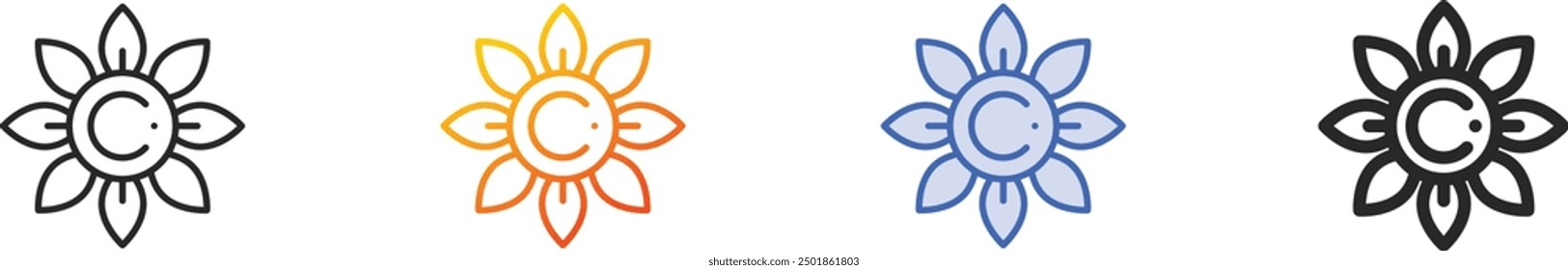flower icon.Thin Linear, Gradient, Blue Stroke and bold Style Design Isolated On White Background