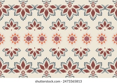 Flower ikat Abstract Ethnic art. Seamless pattern in tribal, folk embroidery, and Mexican style. Aztec geometric art ornament print.Design for carpet, cover.wallpaper, wrapping, fabric, clothing
