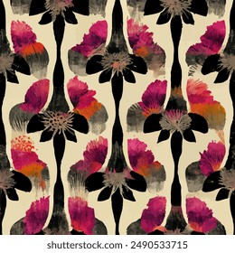 Flower Ikat ethnic tribal seamless pattern,  flower seamless wallpaper. Ethnic Ikat abstract background art. llustration for greeting cards, printing and other design project.